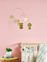 baby mobile, cot mobile, nursery decor, brass mobile, kinetic sculpture