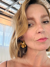 Cosmos and freshwater pearl flower earrings