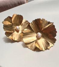 Cosmos and freshwater pearl flower earrings