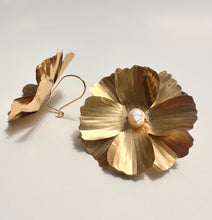 Cosmos and freshwater pearl flower earrings