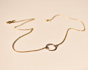 Delicate Gold Circle Necklace -  Short Circle Necklace